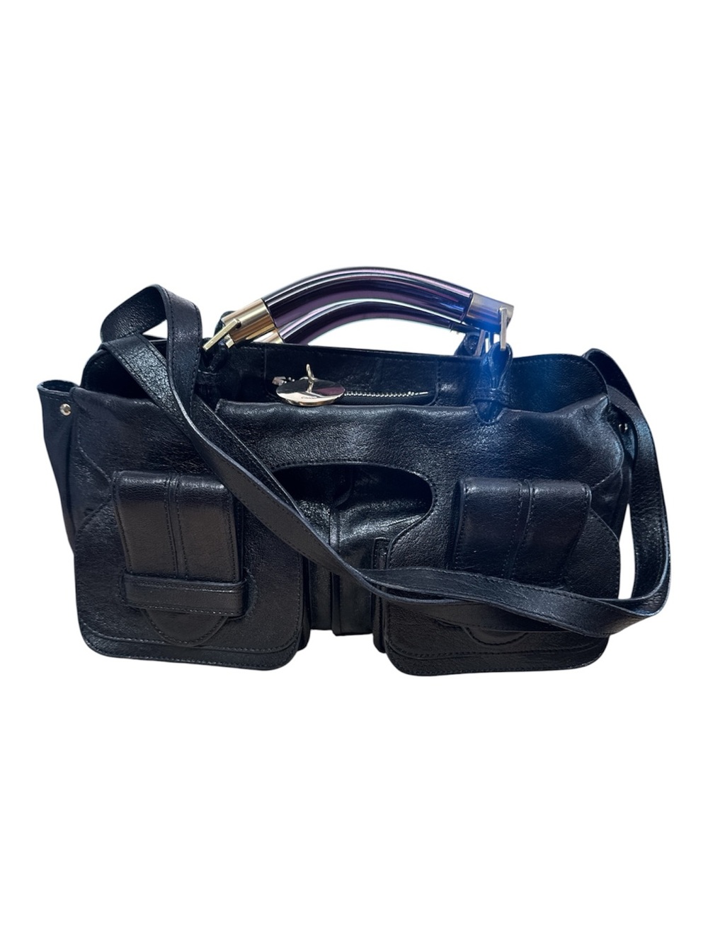 Chloé Saskia Black Leather Shoulder Satchel bag VTG - Picture 3 of 16
